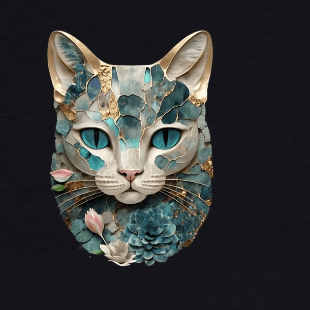 Mineral Jewel Kintsugi Cat Kitty Face by kiddo200